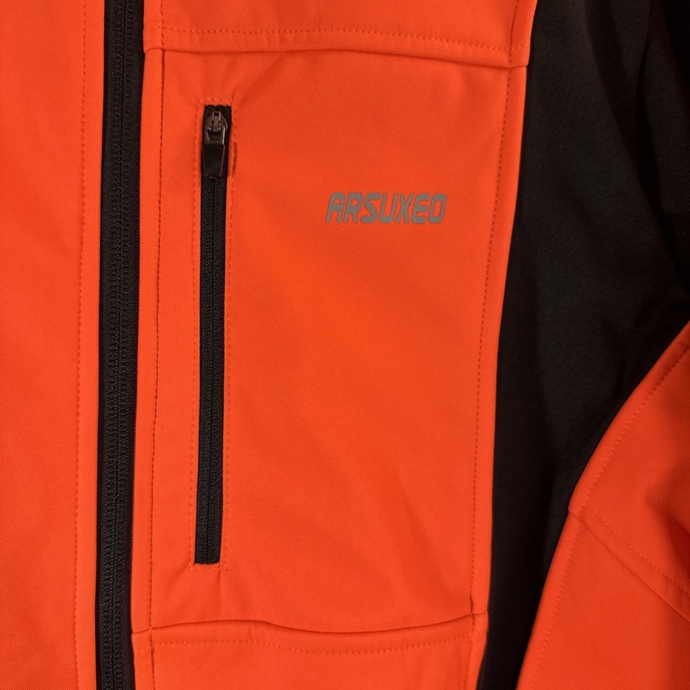 Arsuxeo Jacket Men's M Thermal Softshell Cycling Windproof Waterproof Orange - Picture 10 of 16
